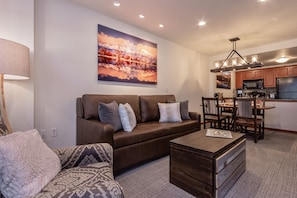 Smart TV, fireplace, DVD player, books - Modern Condo in Heart of Village, 1st floor, Steps to Gondola & all Amenities   (Mammoth Lakes)