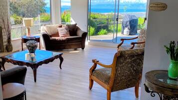 Smart-tv, een open haard, een dvd-speler en een tafeltennistafel