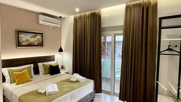 1 bedroom, individually decorated, blackout drapes, soundproofing