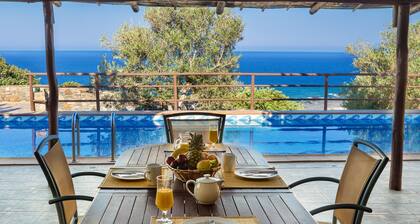 Sea Views Villa Lefkothea w/ Private Pool for Families, Children Area & Sea view