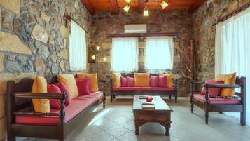 Smart TV, caminetto, lettore DVD, impianto stereo