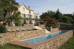 Outdoor pool - Charming villa with sea view and heated swimming pool on the heights of GolfJuan (Vallauris)
