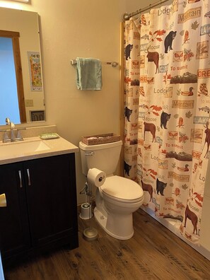 Combined shower/bathtub, hair dryer, towels, soap - Grandpa's Cabin welcomes the whole crew, sleeps 12! (Crested Butte)