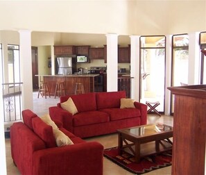 Smart TV, DVD player, books, video library