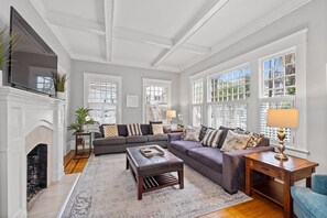 TV, fireplace, offices