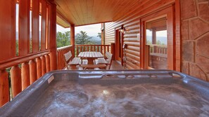 Outdoor dining - A+ Views! Near Dollywood. Hot Tub Game Room Resort Pool & Gym Sauna Pet Friendly (Sevierville)