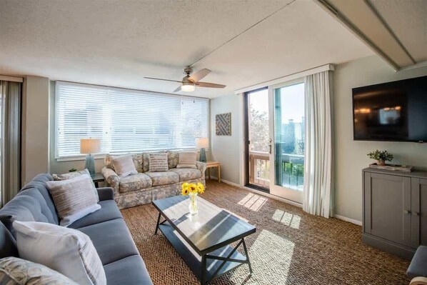 Televisión y chimenea 