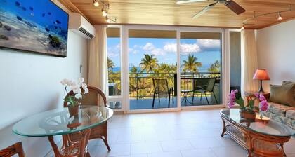 Increíble vista al mar, piso superior, frente a St de la playa, AC, S Kihei Maui, 603.