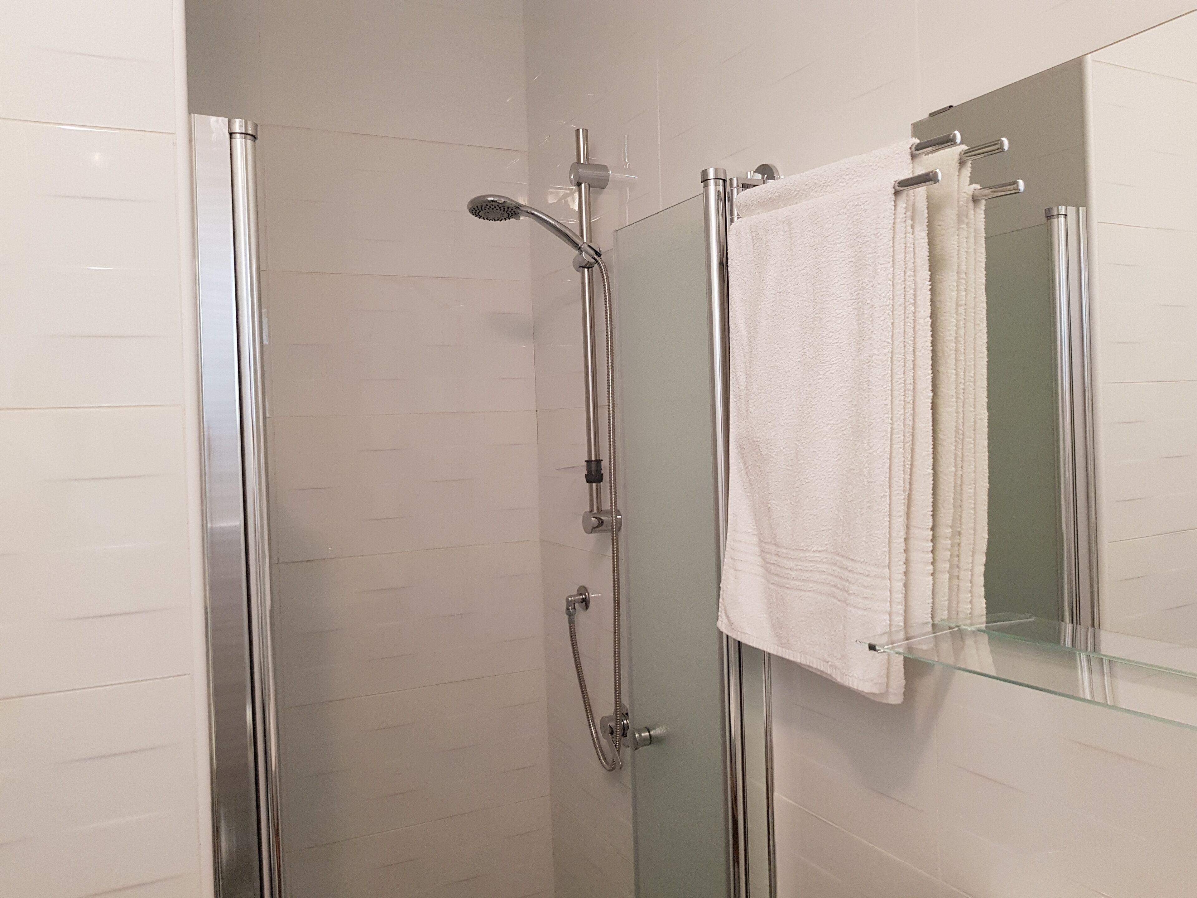 basic double room | bathroom | shower, free toiletries, towels
