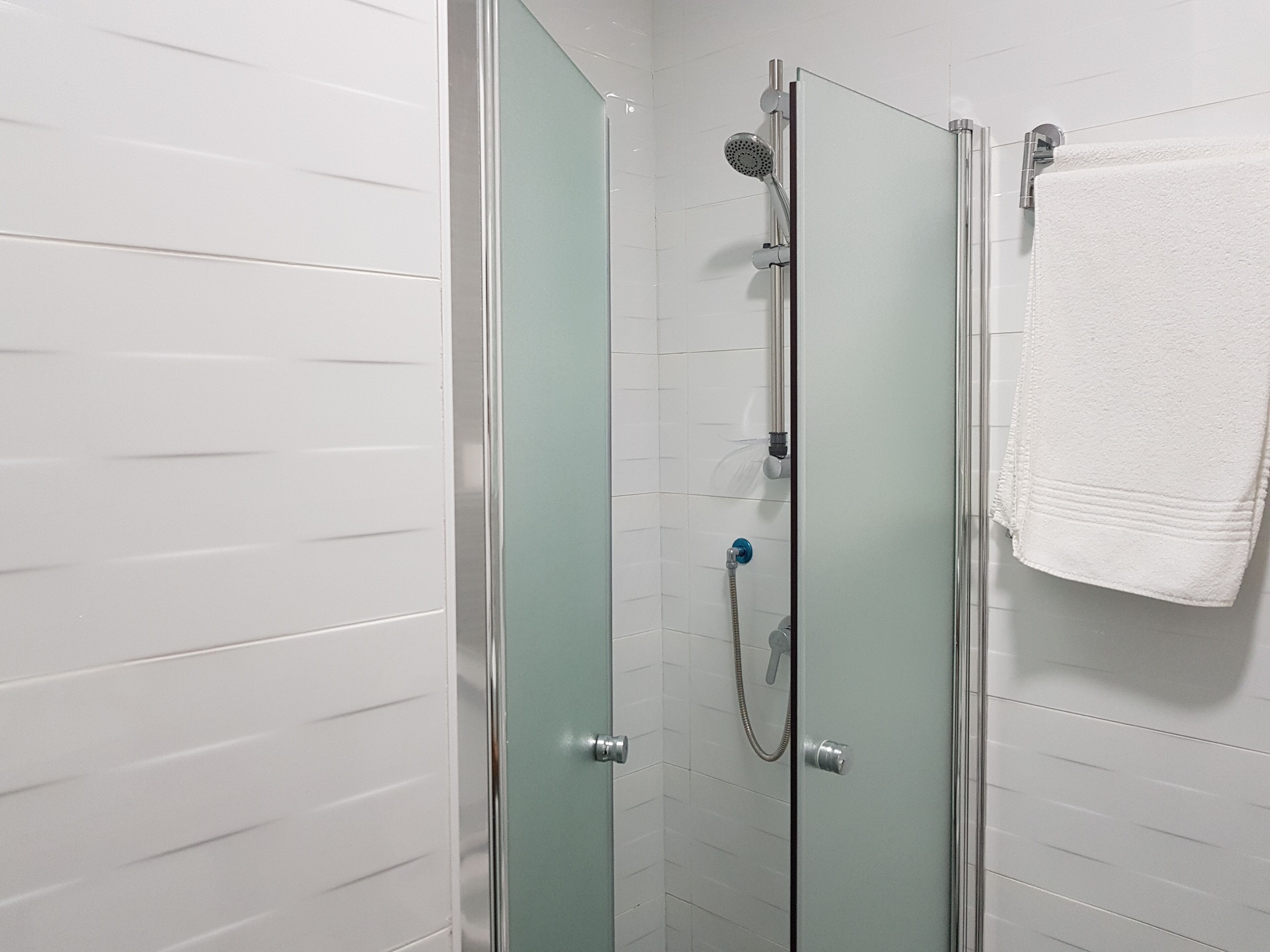 basic double room | bathroom | shower, free toiletries, towels
