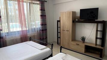 2 bedrooms, in-room safe, soundproofing, iron/ironing board