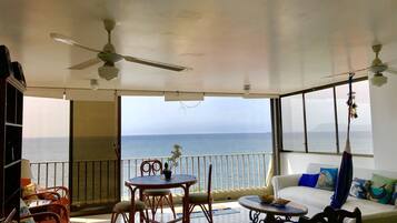 Family Apartment, 3 Bedrooms, Connecting Rooms, Ocean View | Living room | Flat-screen TV