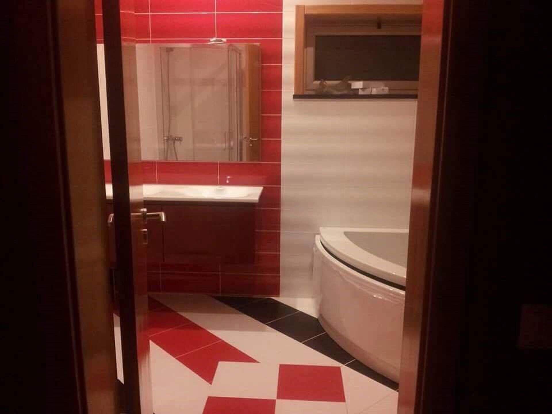 Combined shower/tub, jetted tub, hair dryer, bidet