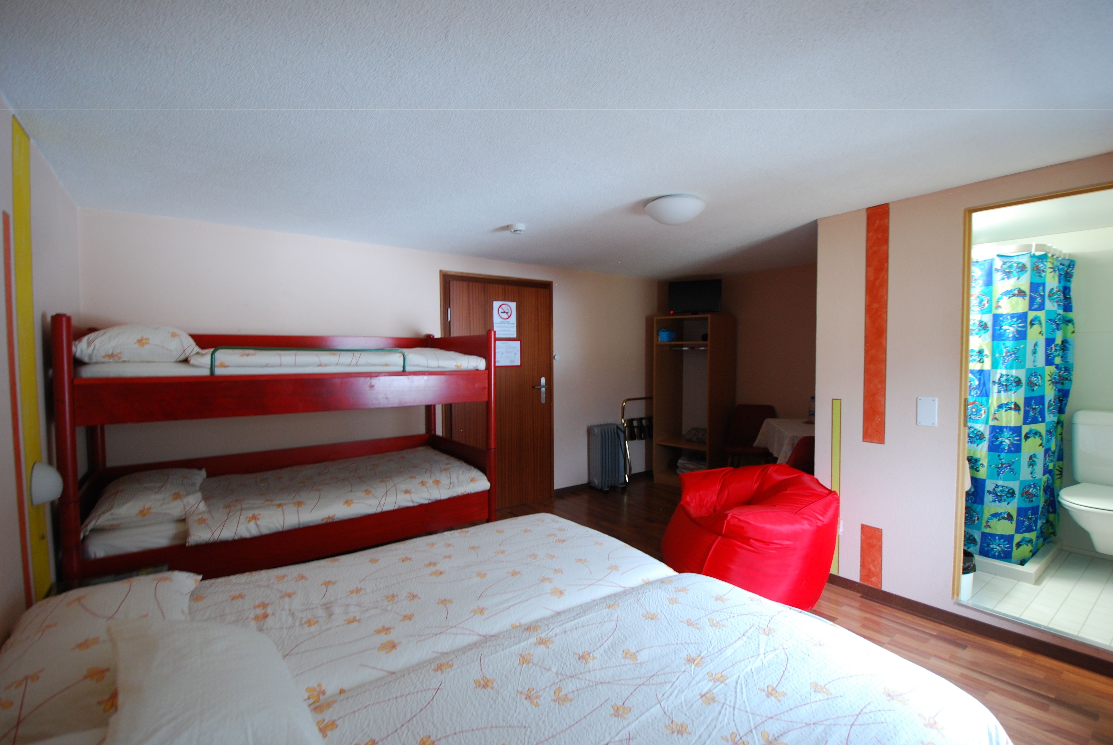 family quadruple room, multiple beds | bathroom | shower, free toiletries, hair dryer, towels
