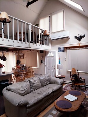 Smart TV, chimenea, libros
