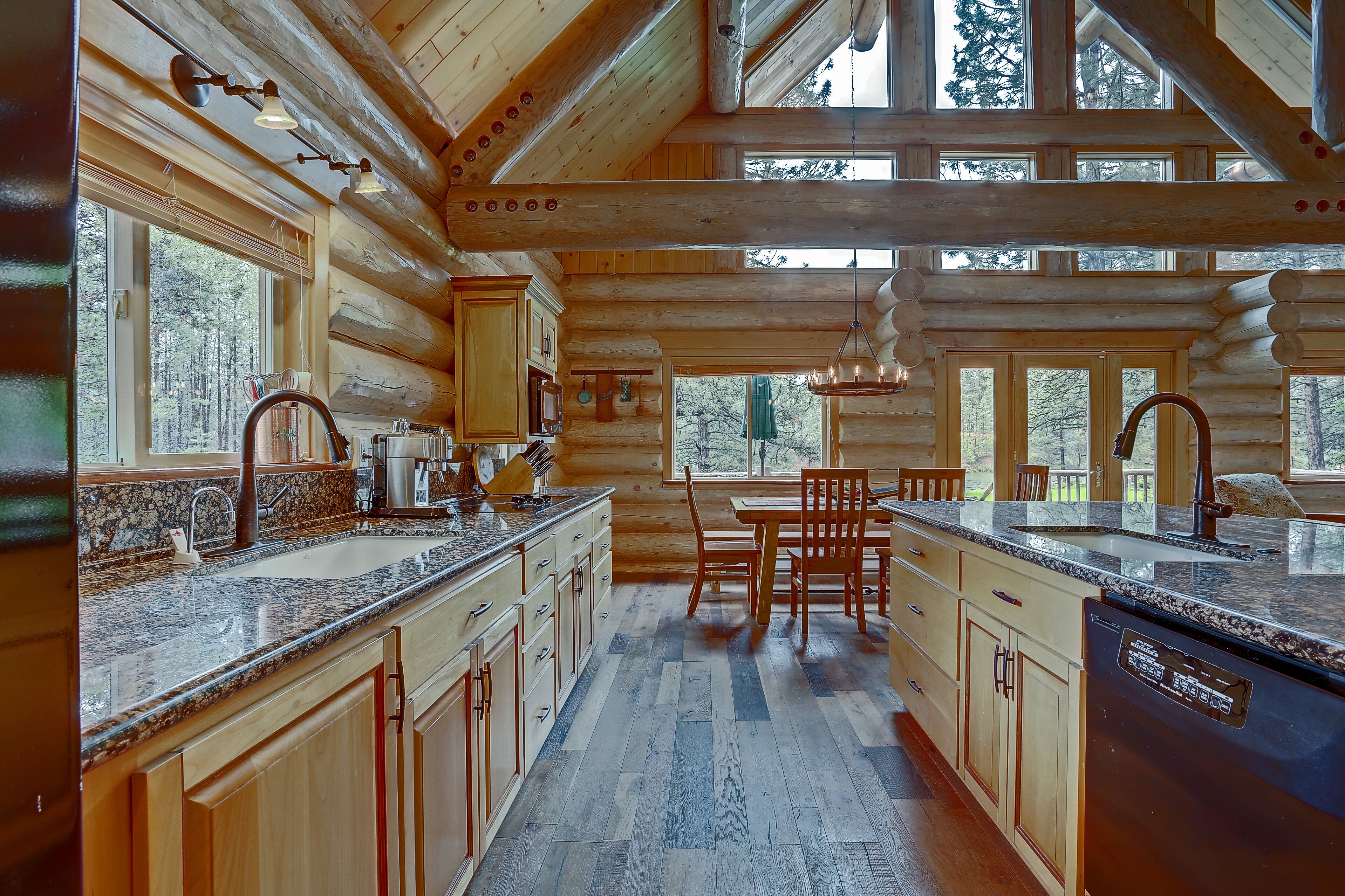 Private Riverfront Log Cabin Retreat on 1.5 Acres, Bordering the National Forest