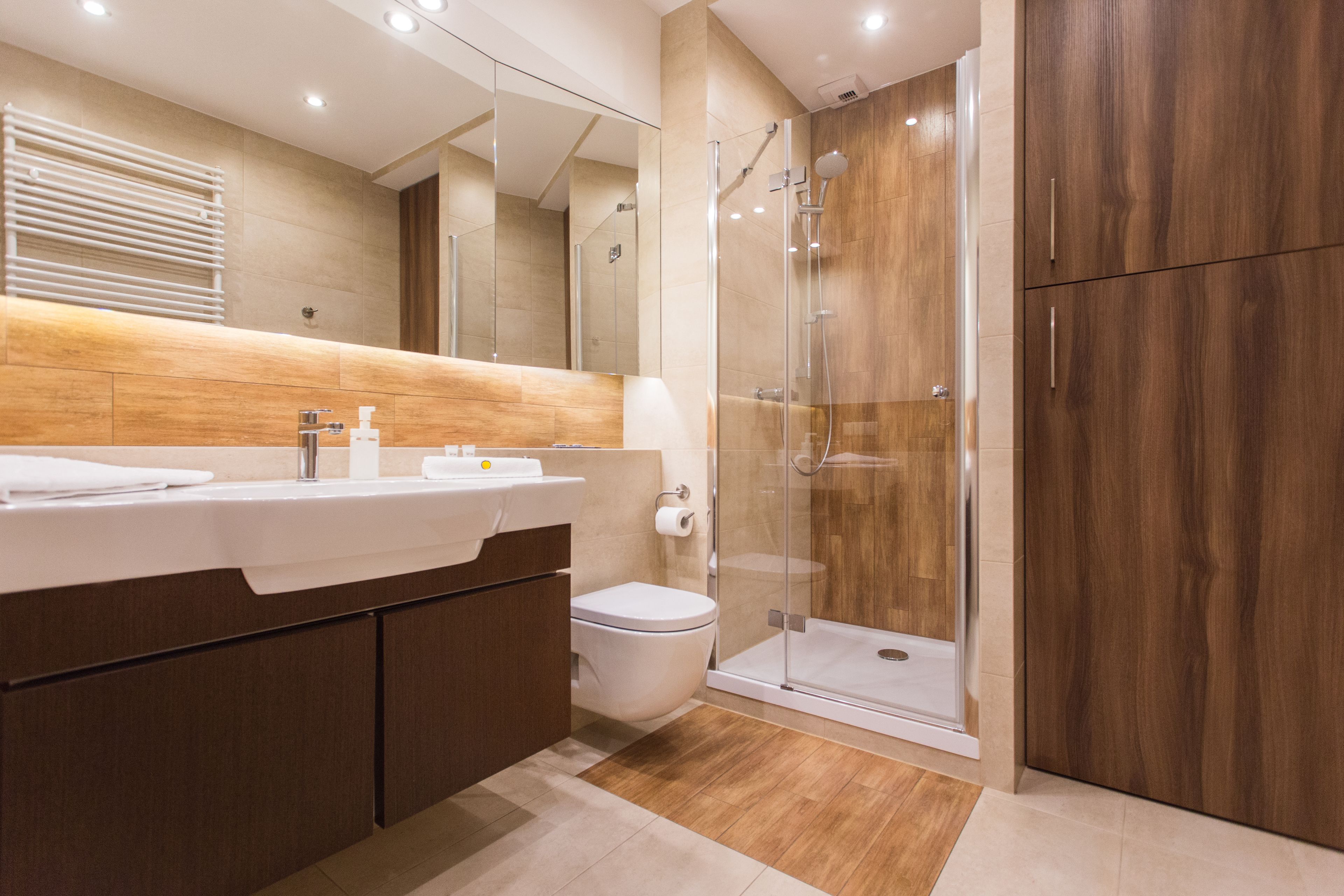 Suite Deluxe, 1 habitación, en la zona del patio (Lubicz 17 Street) | Baño | Ducha y cabezal de ducha tipo lluvia