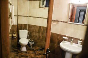 Shower, free toiletries, hair dryer