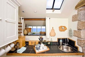 Fridge, microwave, oven, dishwasher - Basking Shark, Beach Cottage, Superb Sea Views (Sennen)