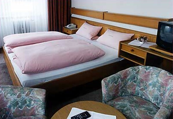 Desk, blackout curtains, soundproofing, iron/ironing board