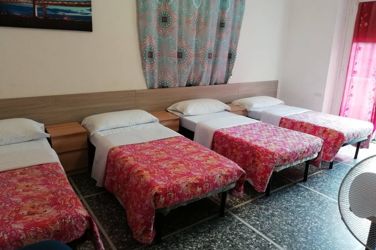 Quadruple Room, Private Bathroom (External) | Desk, iron/ironing board (on request), WiFi (free), bed sheets