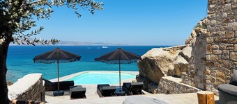 White Stone Art Villa, luxury seaside ORKOS Plaka, sublime panorama