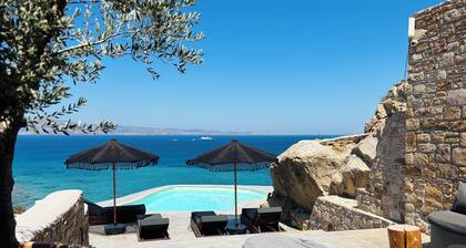 White Stone Art Villa, luxe bord de mer ORKOS Plaka, sublime panorama