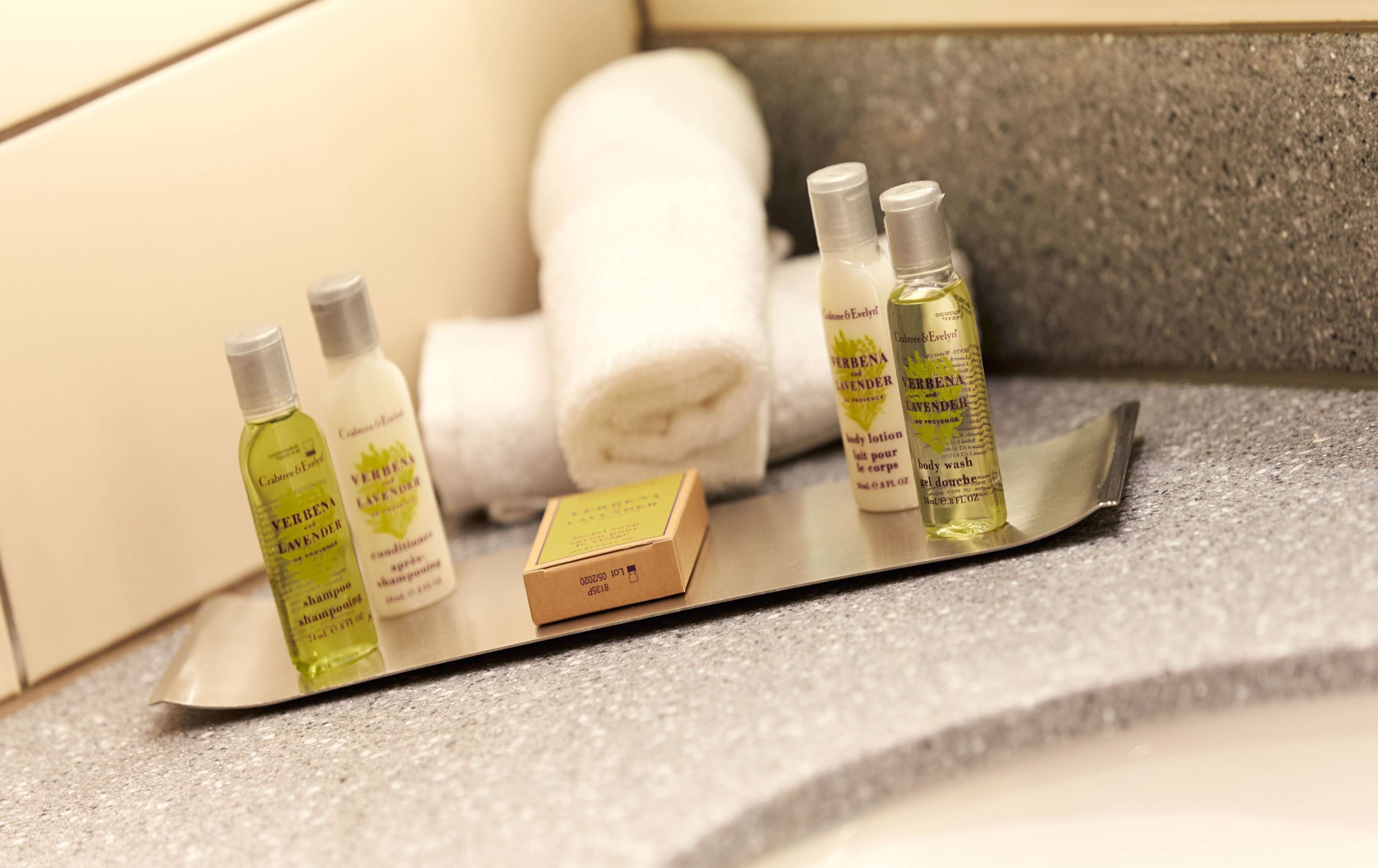 free toiletries, hair dryer, towels