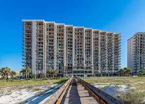 Overlooking the beach, this hotel offers stunning views from its many balconies.