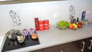 Comfort Apartment, 2 Bedrooms, Terrace, Sea View | Private kitchen | Full-size fridge, oven, stovetop, cookware/dishes/utensils - Apartments Elena (Kotor)