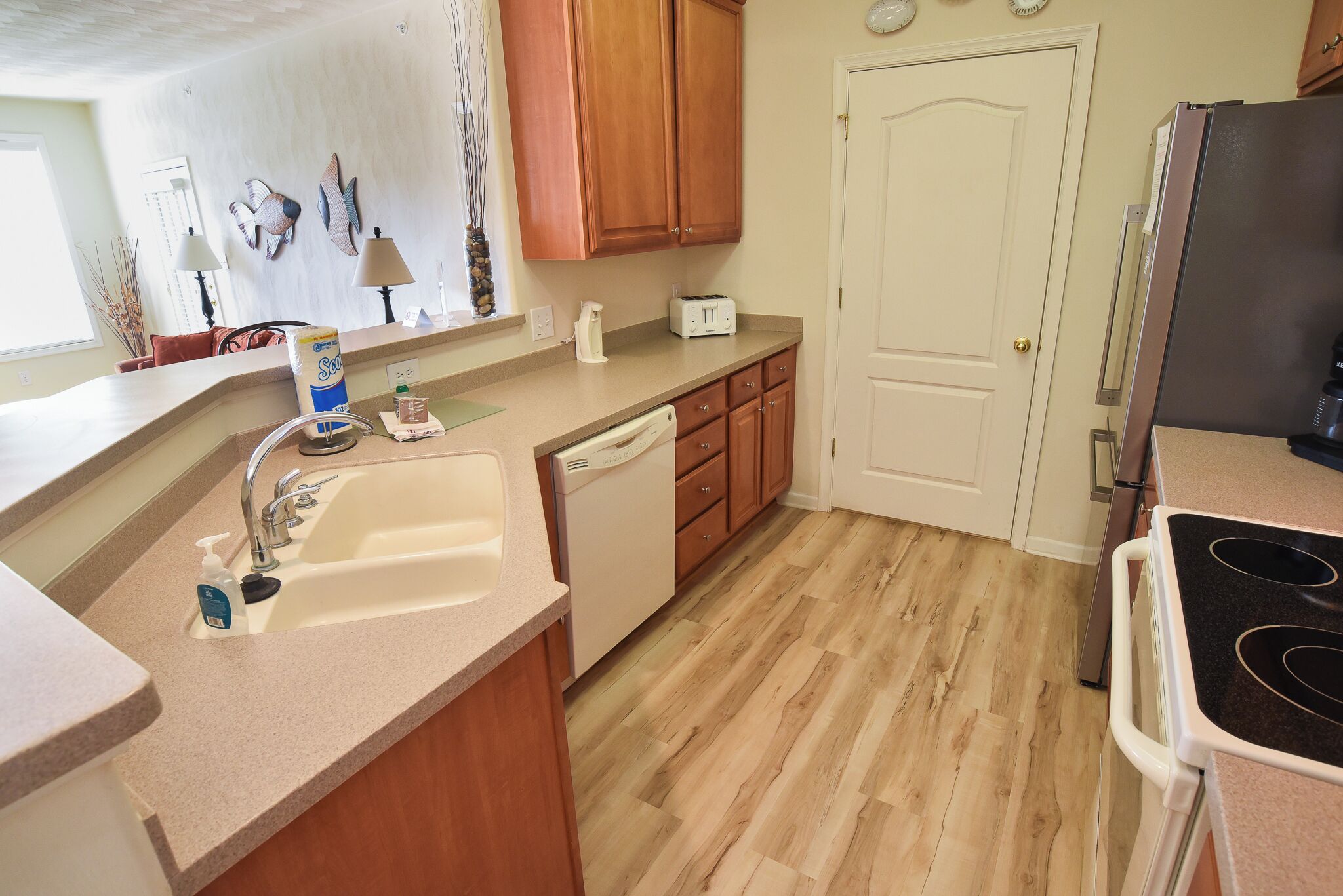 Just steps from the pool and all new flooring!!