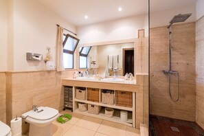 Dusche, Haartrockner, Handtücher