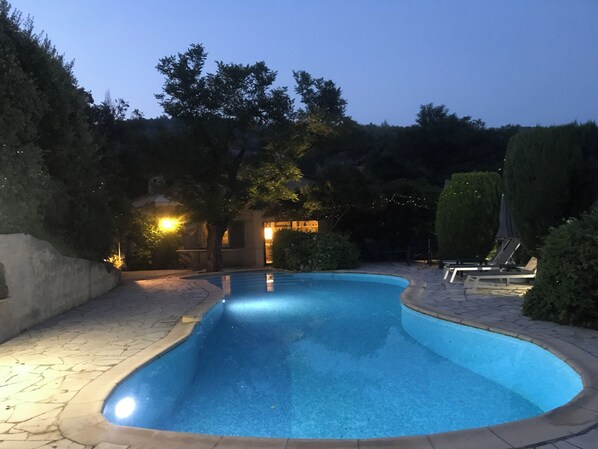 Outdoor pool, a heated pool - Gulf of Saint Tropez, French riviera villa of charm with a heated swimming pool (Le Plan-De-La-Tour)