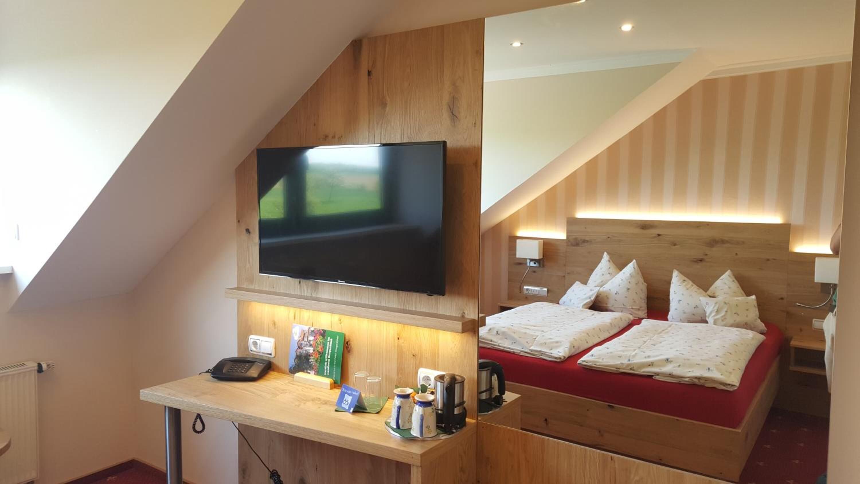 desk, laptop workspace, blackout curtains, free wifi