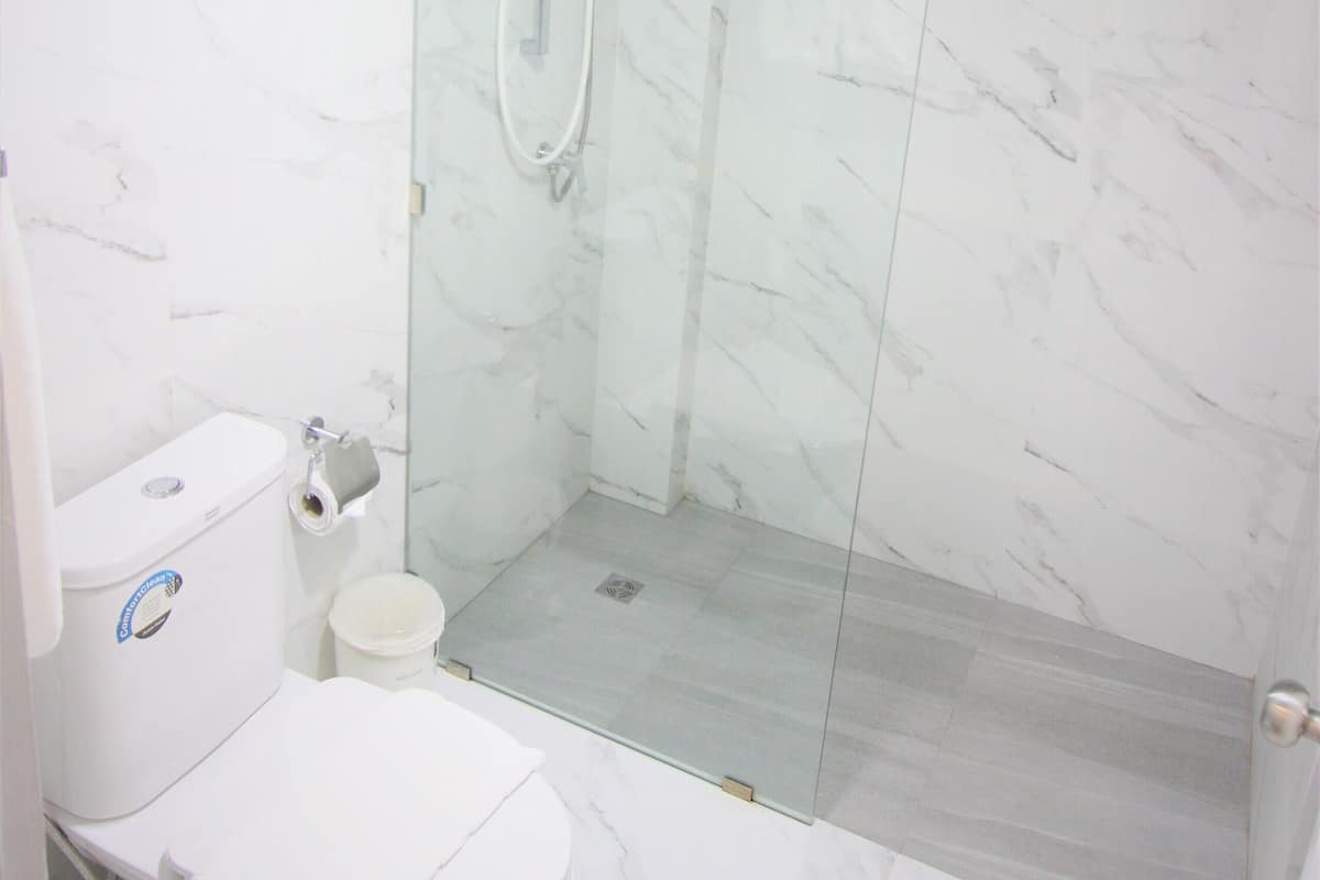 deluxe double room, non smoking | bathroom | shower, hydromassage showerhead, free toiletries, hair dryer