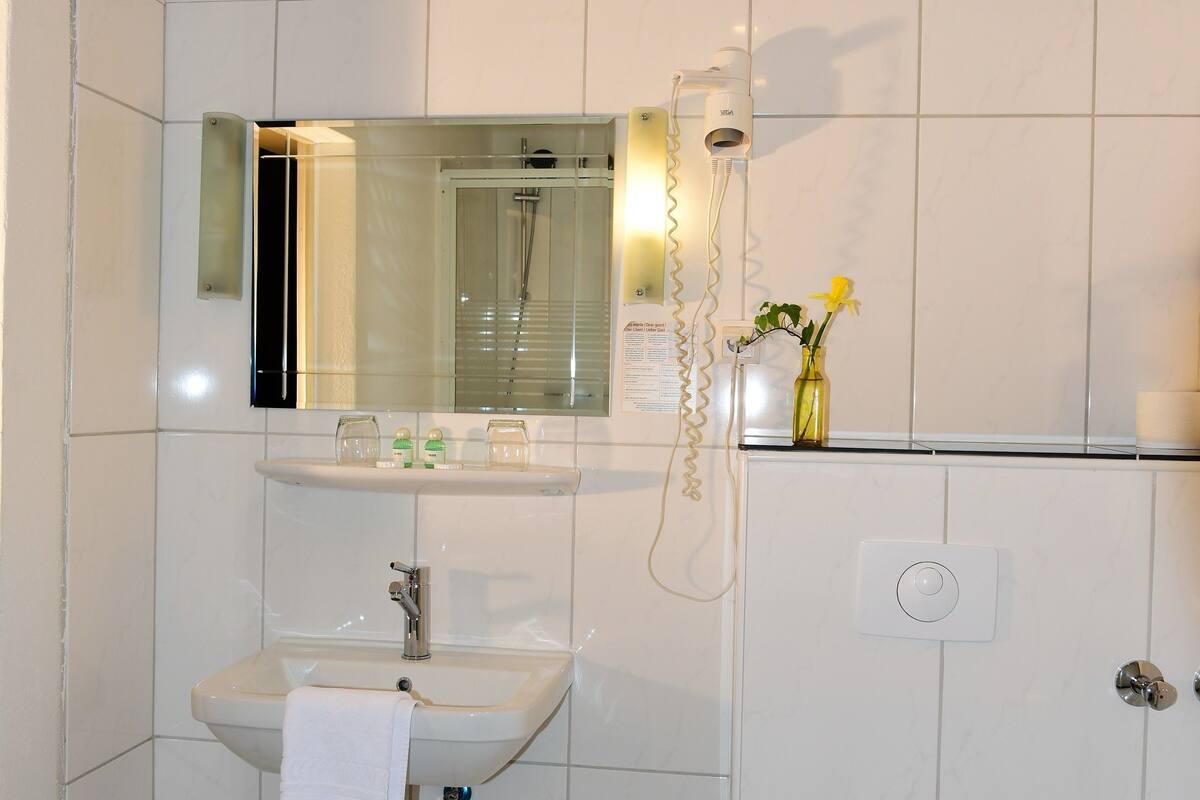 triple room | bathroom | shower, towels