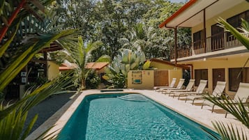 Outdoor pool, sun loungers