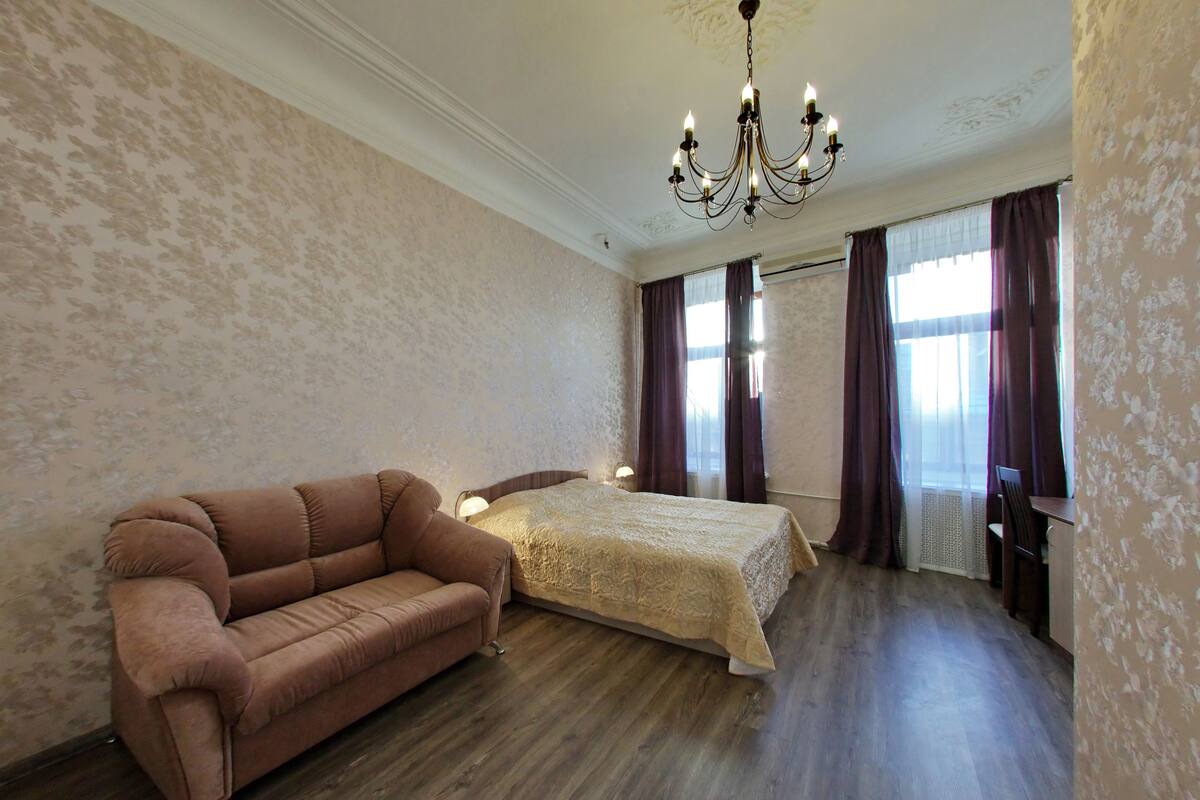 Desk, blackout curtains, iron/ironing board, free WiFi