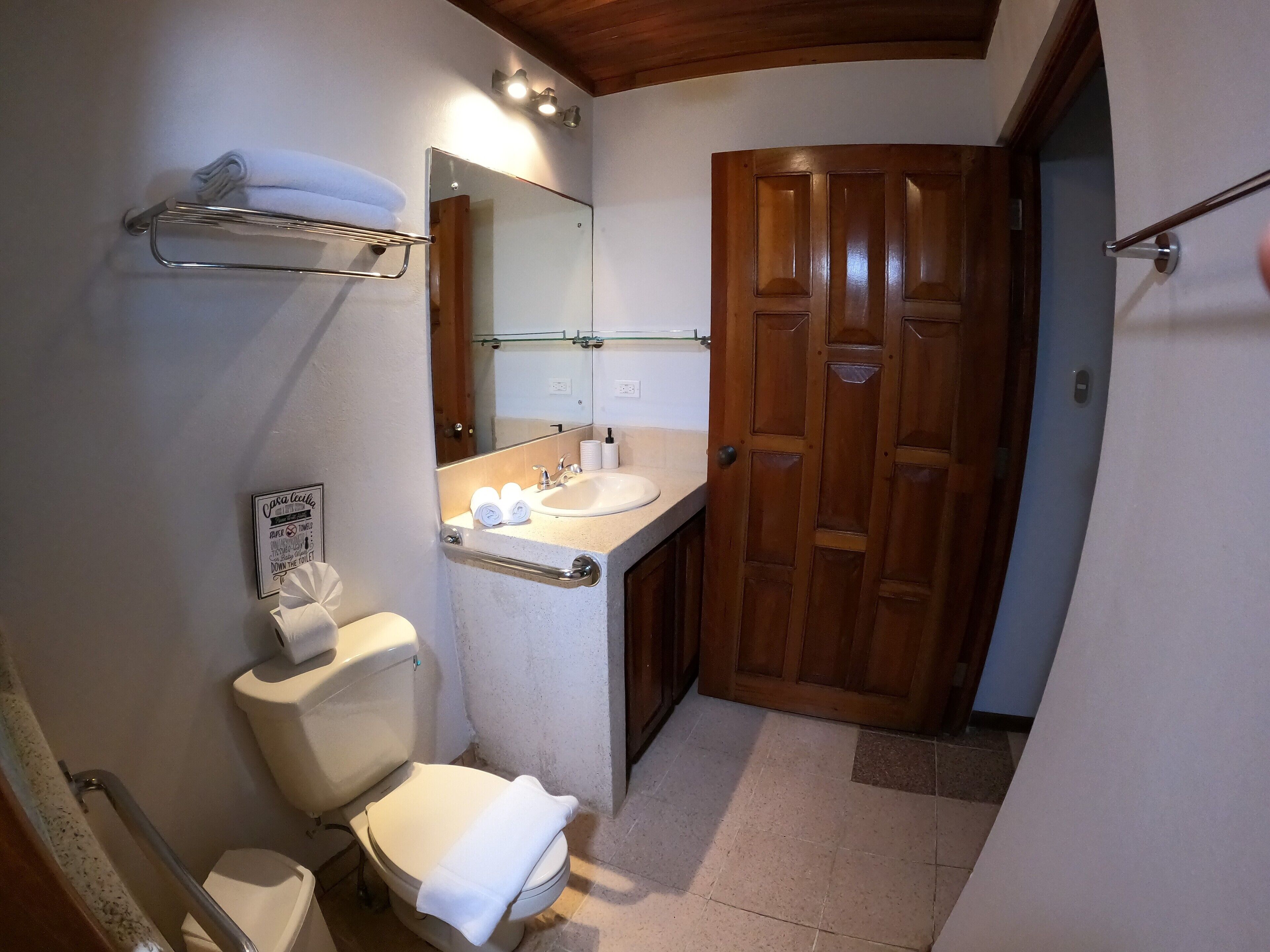 deluxe room, 1 queen bed, beach view, beachfront (sunset) | bathroom | shower, free toiletries, hair dryer, towels