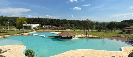 2 outdoor pools, open 9:00 AM to 9:00 PM, pool loungers