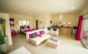 华丽复式房, 1 间卧室, 吸烟房, 海洋景观 | 起居区 | 平板电视