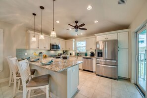 Fridge, microwave, oven, stovetop - Key West appeal & gorgeous Sanibel River views& bicycles -Villa Calypso Tides- Roelens Vacations (Sanibel Island)