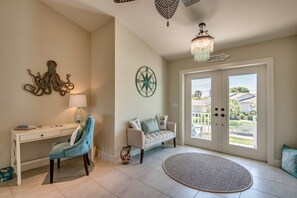 TV, DVD player, books, stereo - Key West appeal & gorgeous Sanibel River views& bicycles -Villa Calypso Tides- Roelens Vacations (Sanibel Island)