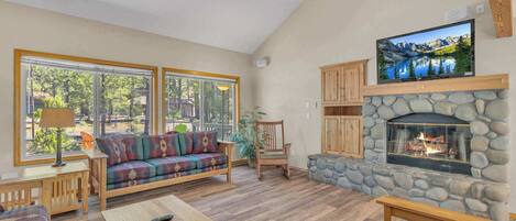 Televisión y chimenea