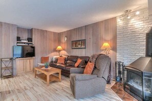 Tv, eldstad och dvd-spelare