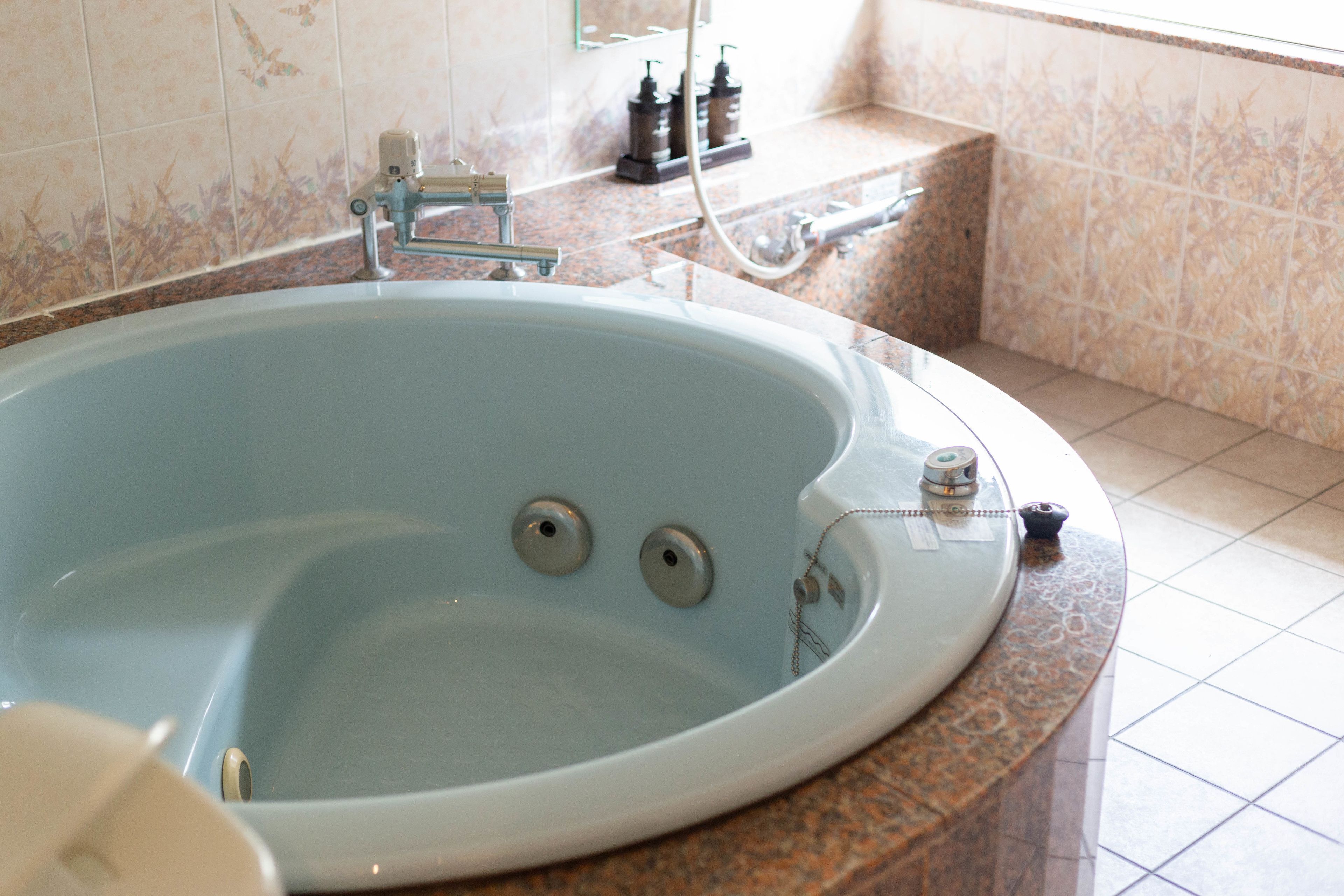 separate bathtub and shower, free toiletries, hair dryer, bathrobes