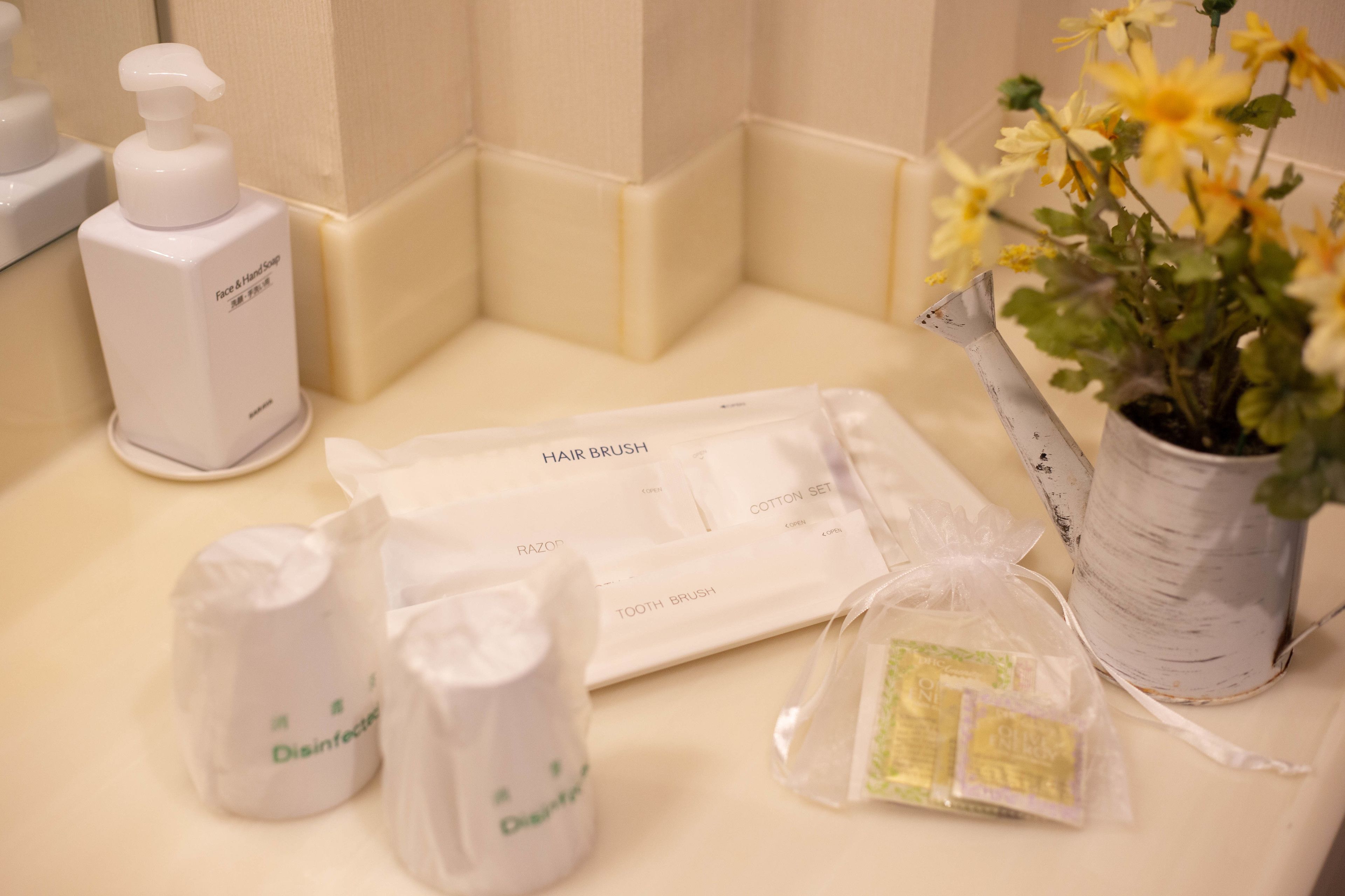 separate bathtub and shower, free toiletries, hair dryer, bathrobes