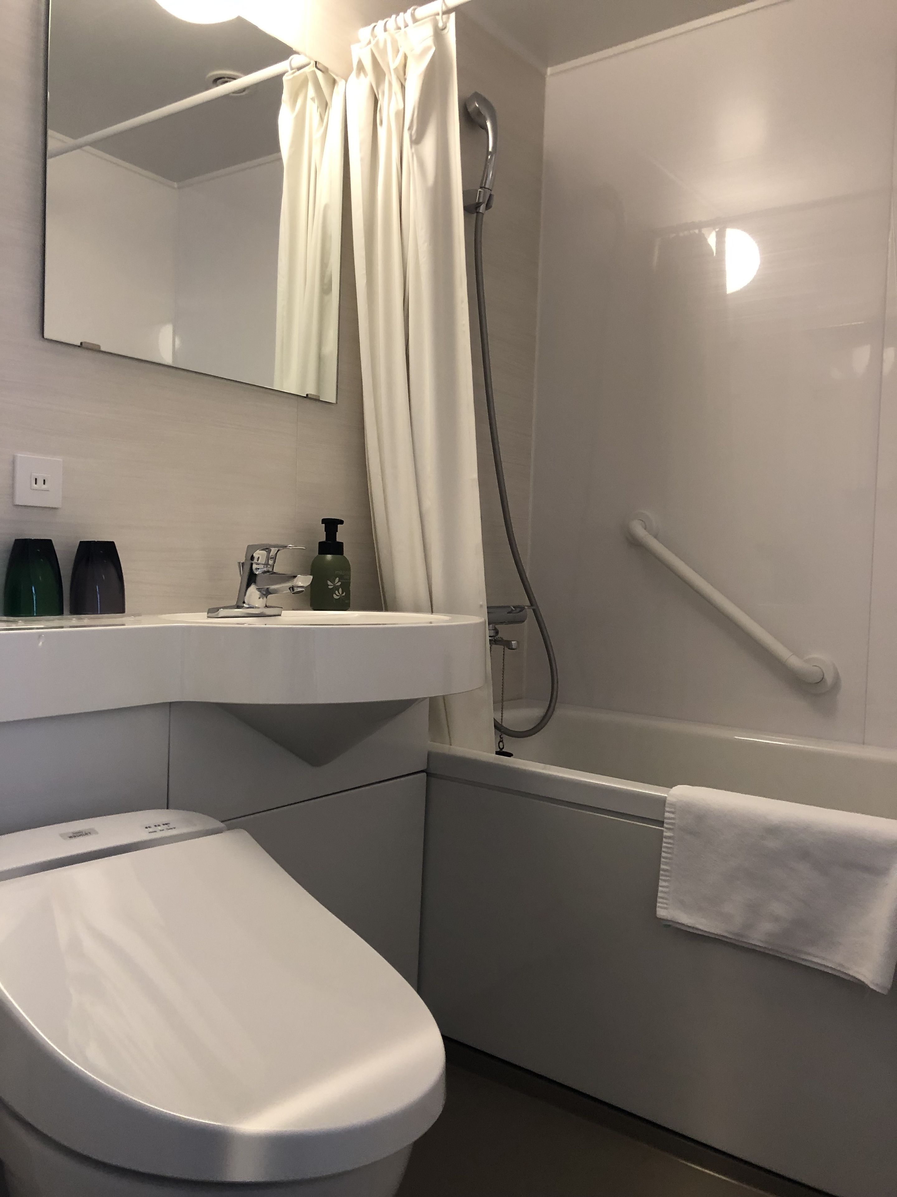 free toiletries, hair dryer, slippers, bidet