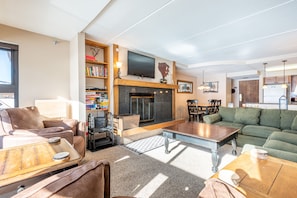TV, fireplace - The best view in Center Village.  Perfect for Concerts and Skier watching!!! (Copper Mountain)