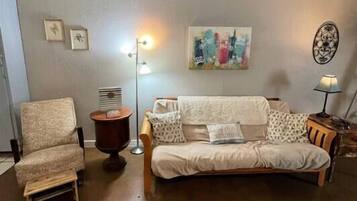 Flat-screen TV, books